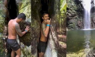 Cachoeira em Goiás viraliza por acesso estreito entre pedras