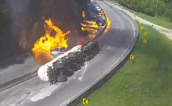 Caminhão com etanol explode na BR-101 em Palhoça e interdita rodovia por mais de 15 horas